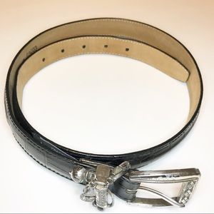 Brighton Black Skinny Textured Leather Belt